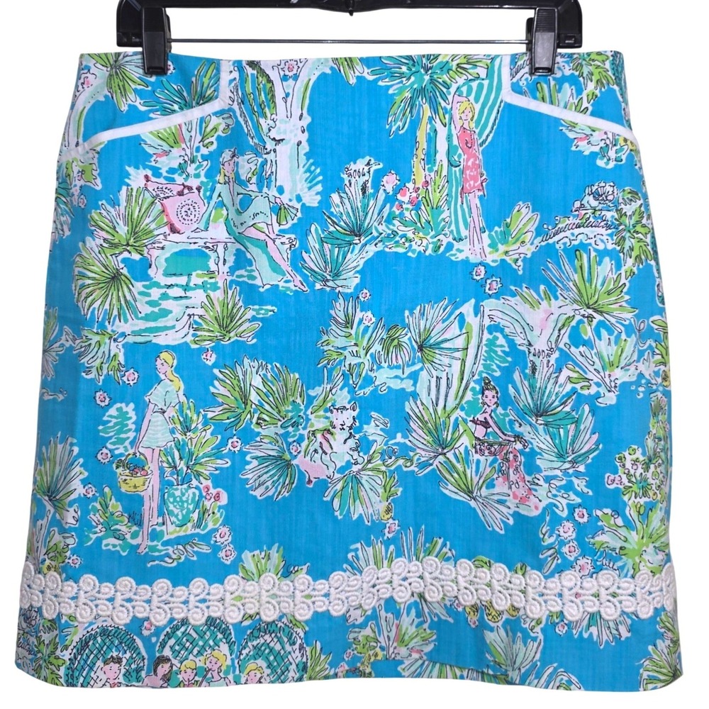 Lilly Pulitzer Originals RARE Jungle Glam Mini Skirt Women 10 Blue Vintage EUC - Picture 2 of 10
